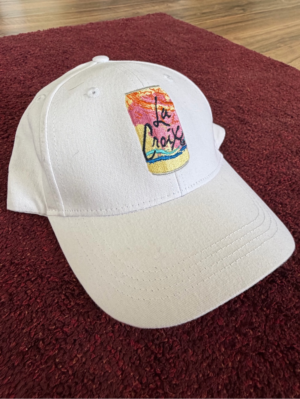 White Embroidered La Croix Logo Baseball Cap